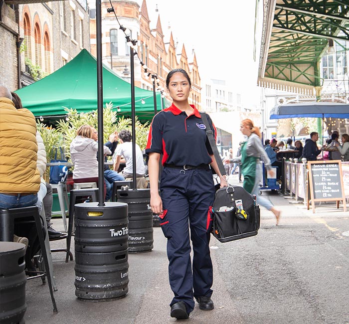 Pimlico engineer walking in the City of London