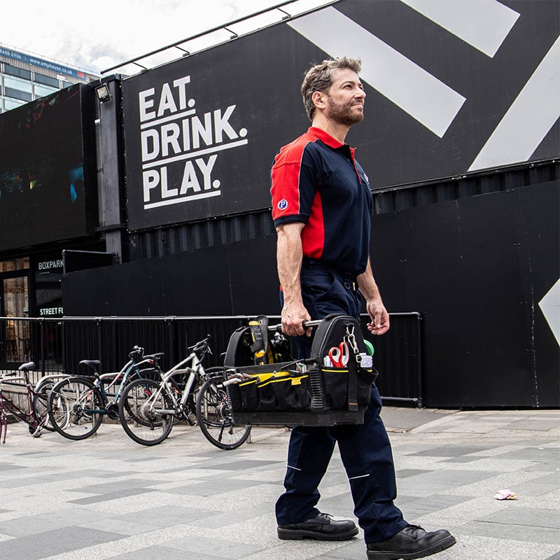 Pimlico van outside Box Park in Croydon