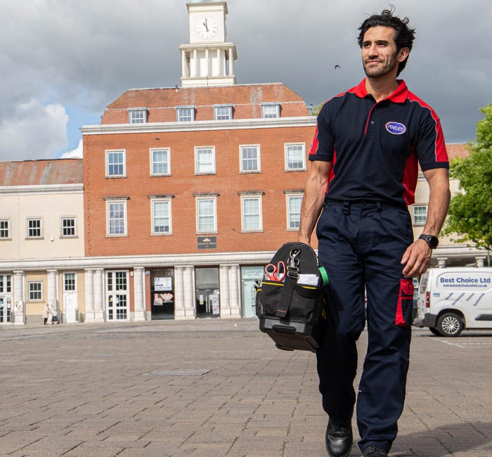 Pimlico engineer outside Romford Shopping Centre