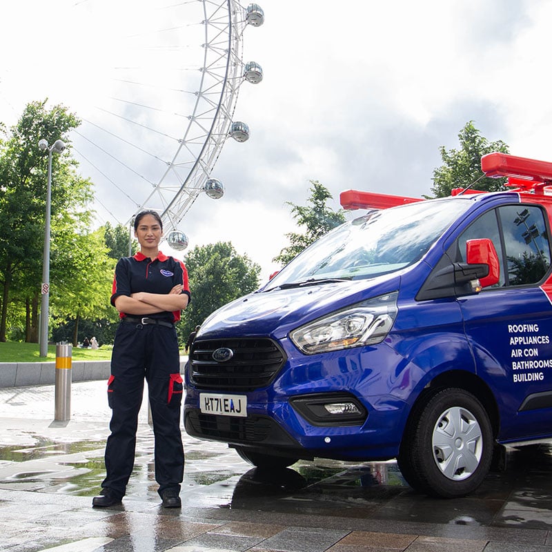 Pimlico engineer and van by the London Eye