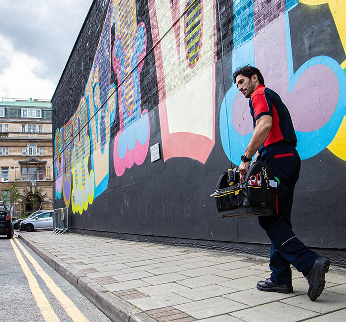 Pimlico engineer walking near Redbridge town hall