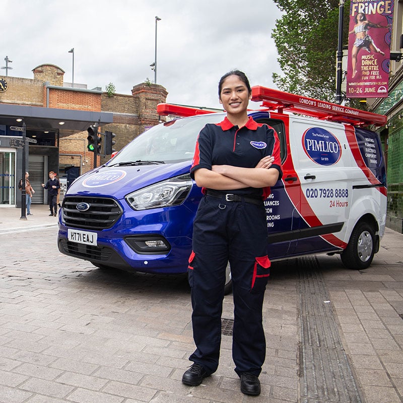 Pimlico van outside Wandsworth Station