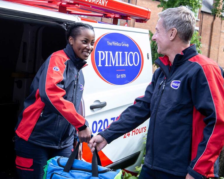 Pimlico plumbing engineers next to Pimlico van