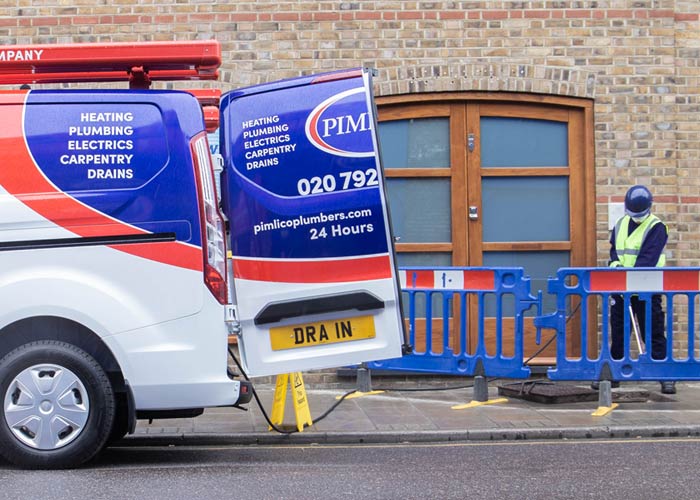 Pimlico drainage engineer and van