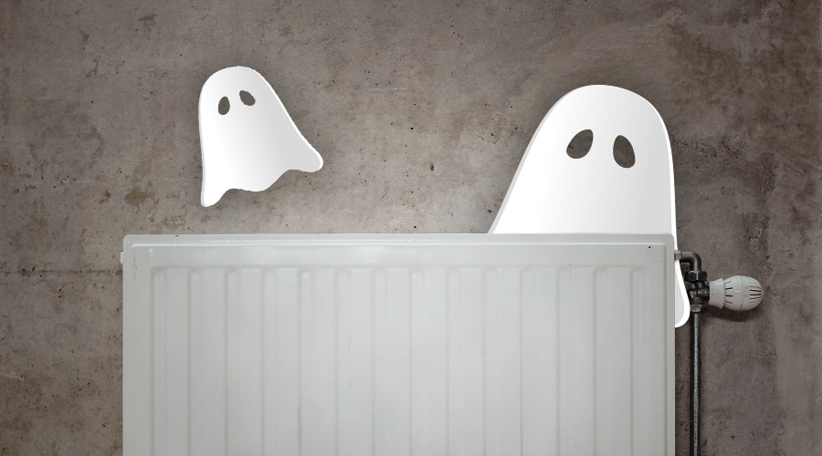 Ghosts appear from behind a noisy radiator