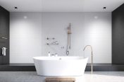 minimal bathroom with white tub