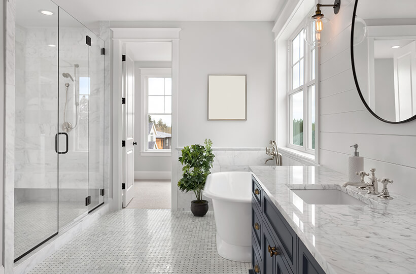 traditional bathroom with open windows