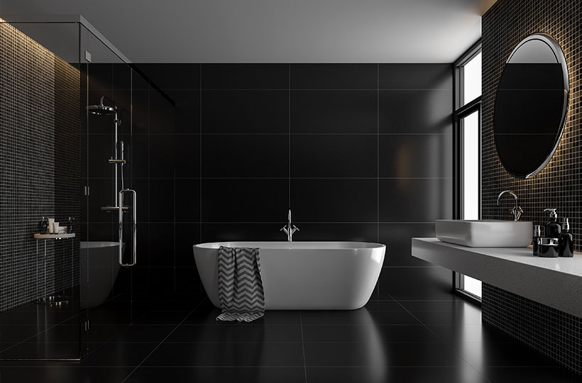 Dark minimal bathroom