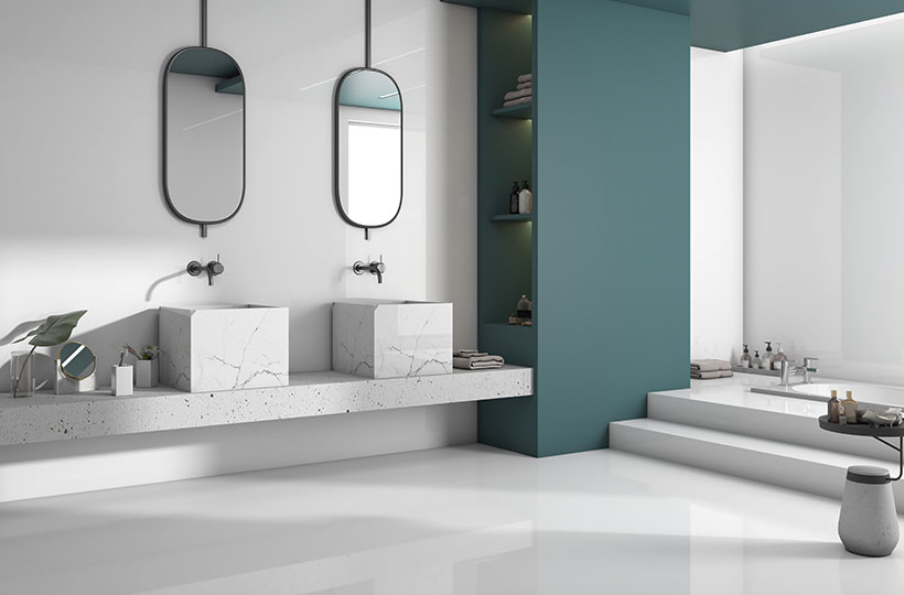 minimal bathroom with sunken bath