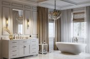 Traditional bathroom with roll top bath