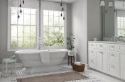 Traditional bathroom with roll top bath