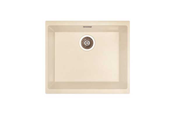 Cube granite inset single bowl sink cream