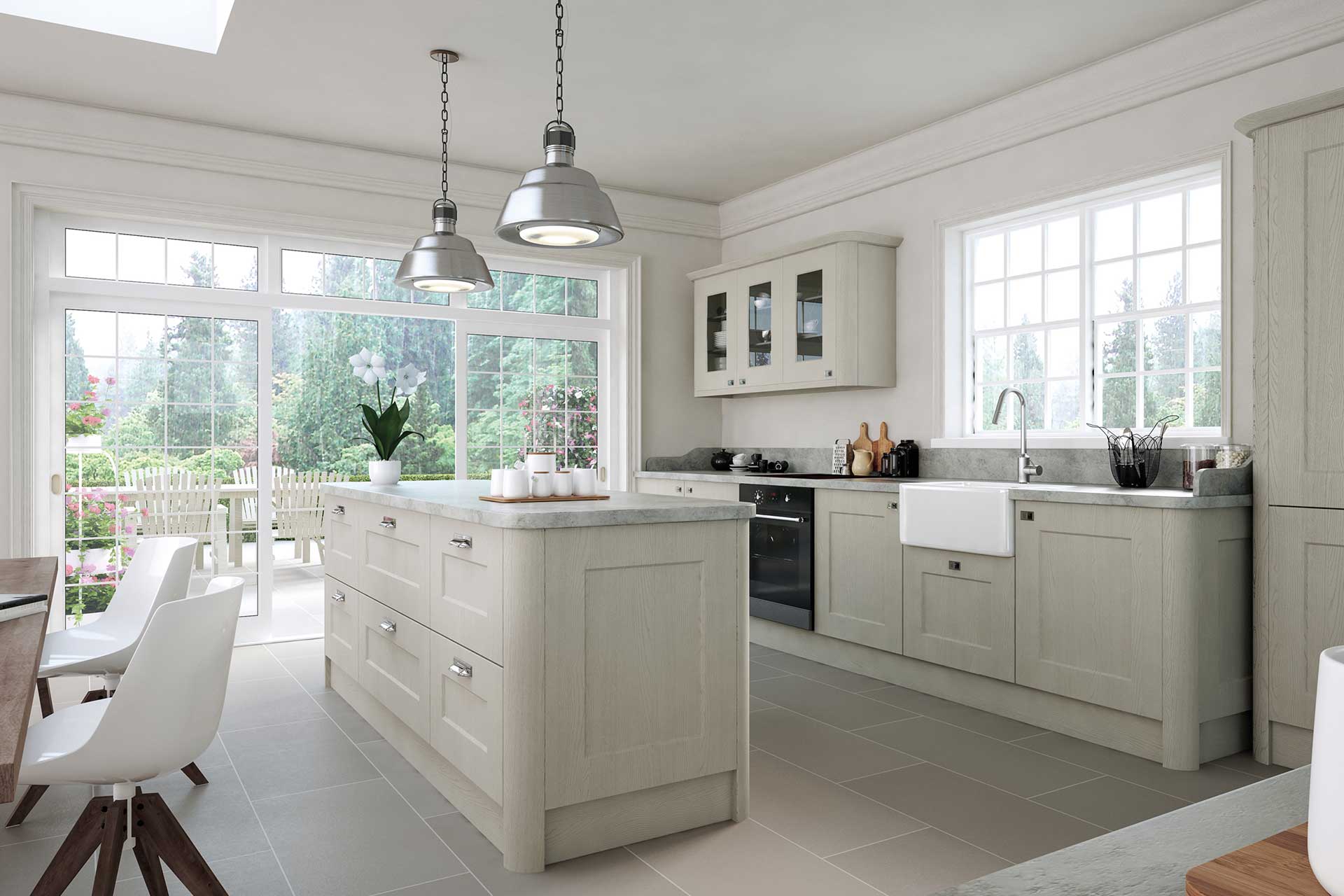 Bella oakgrain and grey cambridge kitchen