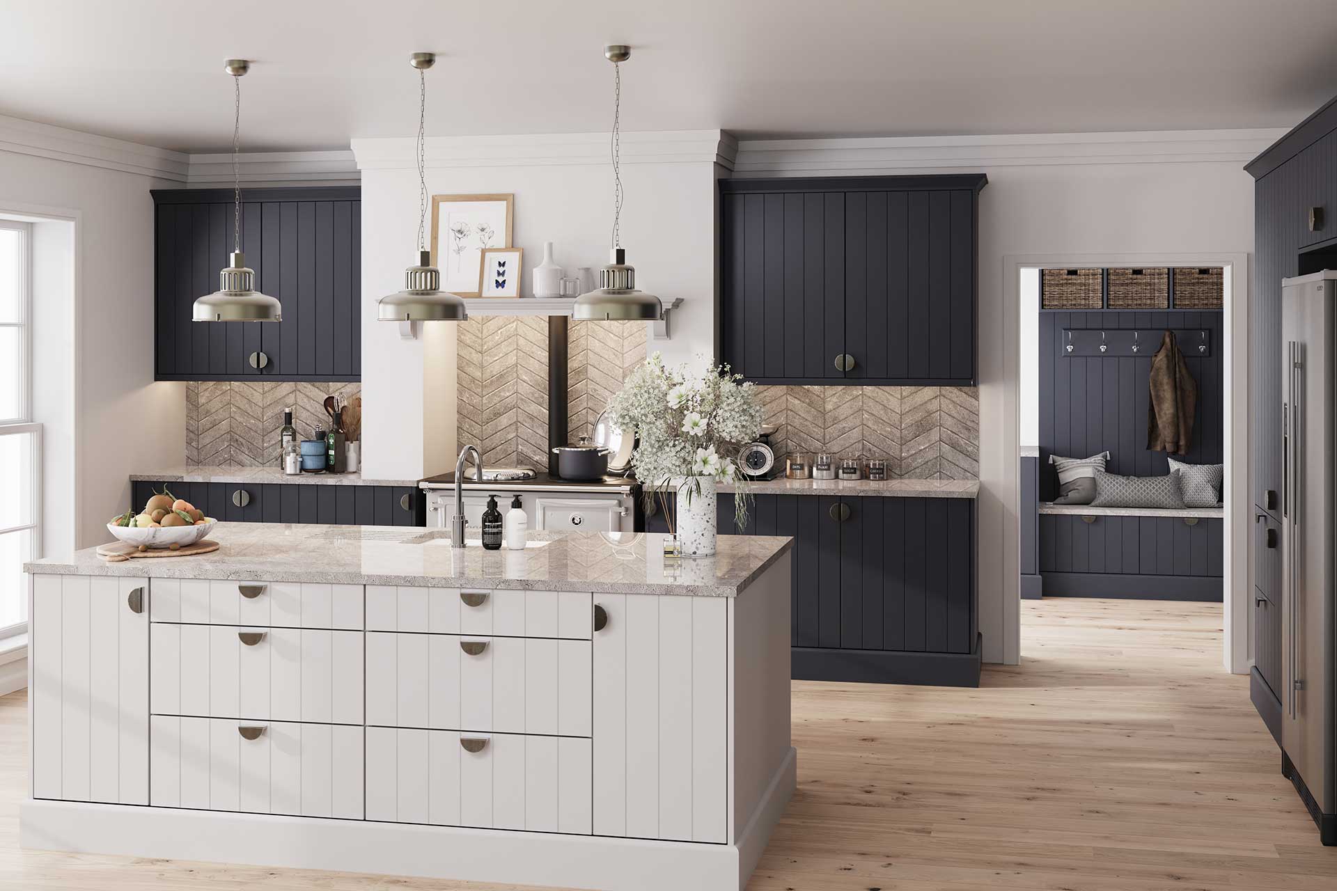 Bella supermatt indigo blue austin style kitchen