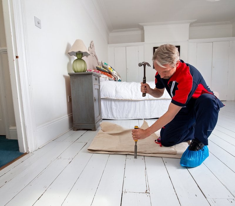 carpenter working on floor