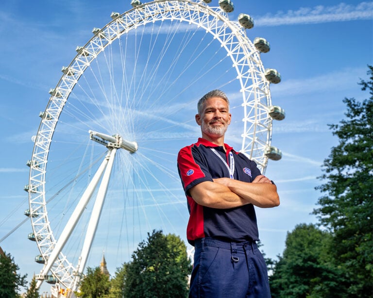 Pimlico engineer standing near the London eye